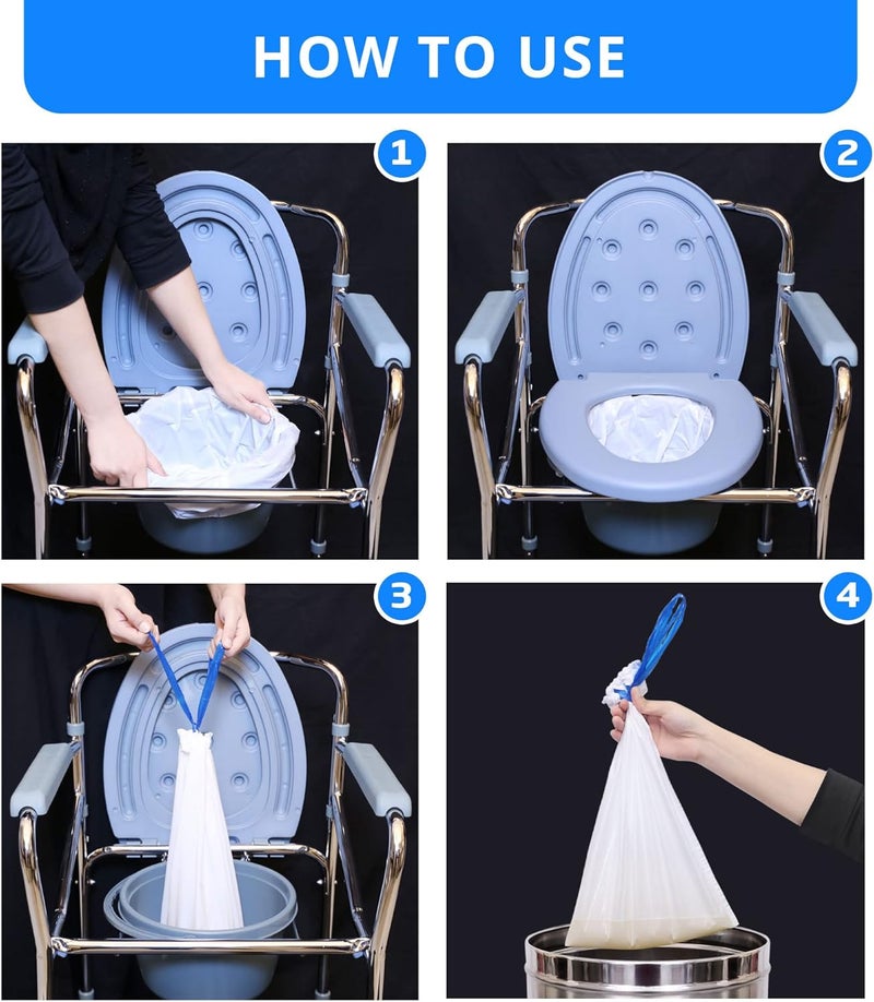 KAREMAXX 100 Bedside Commode Liners Bags for Commode Toilet - Leak Proof & Odorless Potty Liners for Portable Potty Chair Liners - Potty Bags for Portable Toilet Bag - Bedside Toilet Liners Disposable Adult - Image 3